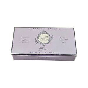 Crabtree & Evelyn Freesia Glycerine Bar Soap Set 3.5 oz 3 Bars English Floral